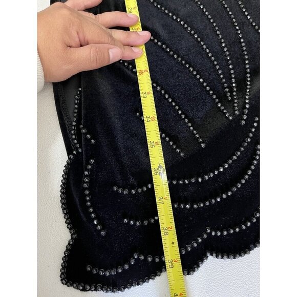 J R Nites By Caliendo Maxi Skirt Women 16 Velvet gothic Black Sequins Sides Slit - Picture 9 of 12